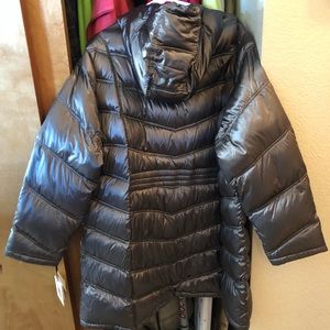 Charcoal gray long down coat